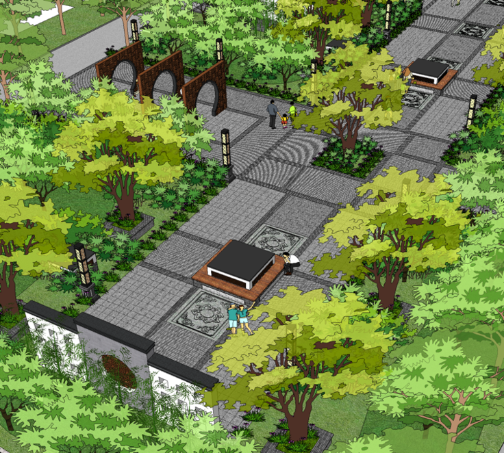 中式风格小区景观设计SketchUp模型