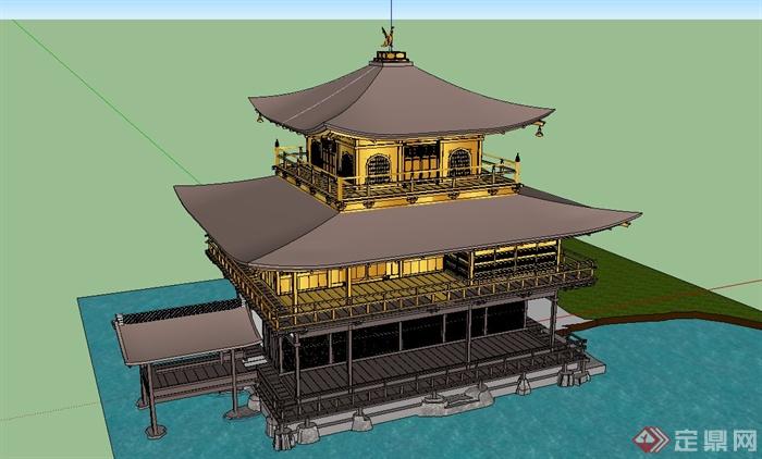 某古建金阁寺建筑设计su模型