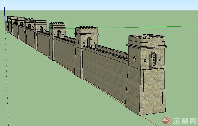 古建景观之城墙设计su模型
