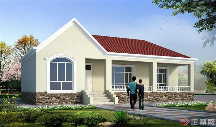 vfs(vray for sketchup)渲染的平房别墅效果图,附su模型和psd格式效果