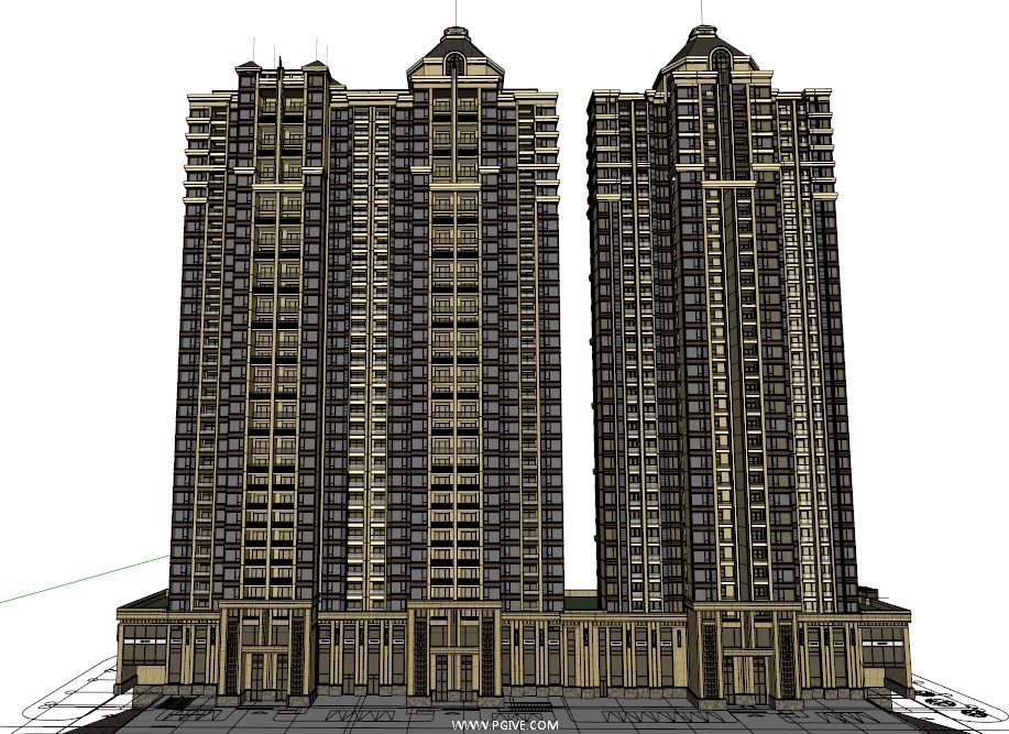 超高层住宅小区和底层商业,西方新古典风格,34