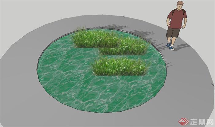 某圆形水池景观设计模型