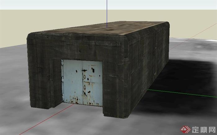 某军事秘密基地建筑设计su模型