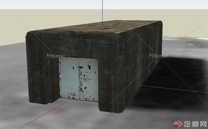 某军事秘密基地建筑设计su模型