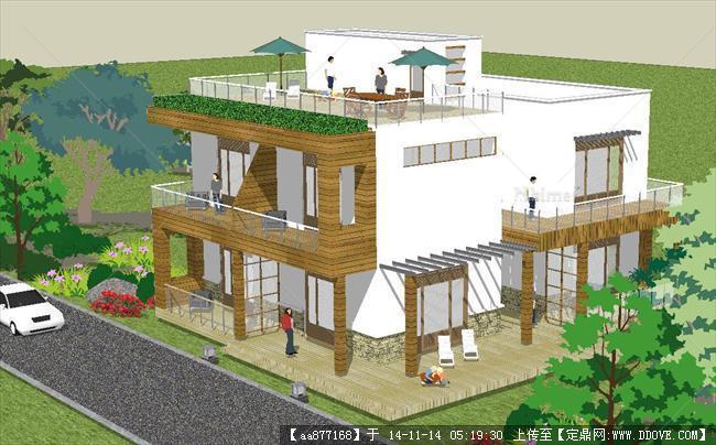 海南农场自建别墅精细su设计模型