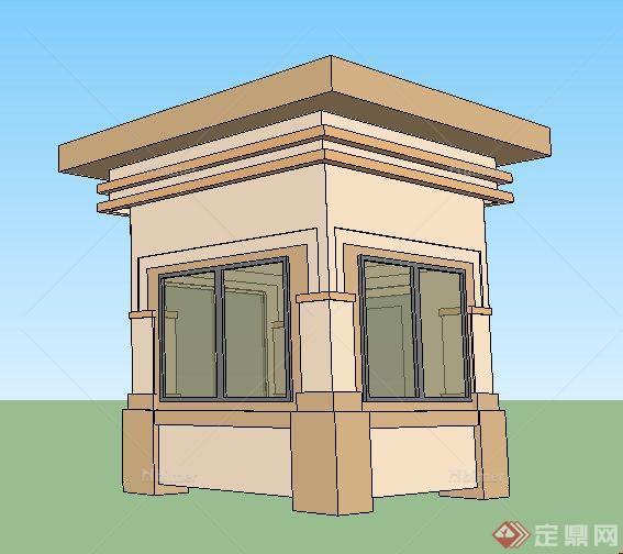 两款简欧风格岗亭设计su模型