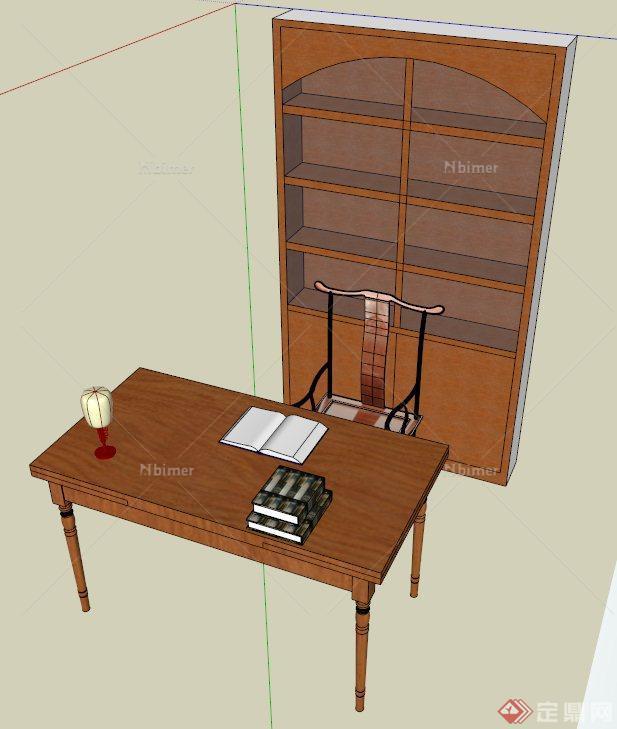 书桌柜设计su模型