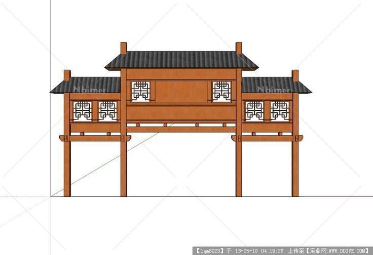 木质牌坊su模型