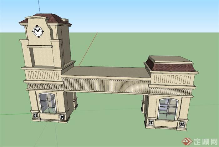 欧式小区大门设计su模型