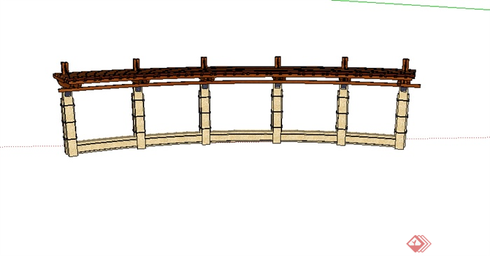 某弧形廊架设计su模型素材