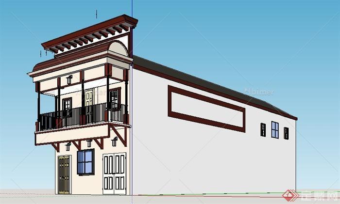 仿古多层住宅楼建筑设计su模型[原创]