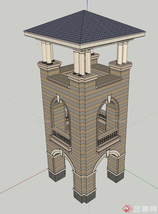 欧式塔楼设计su模型