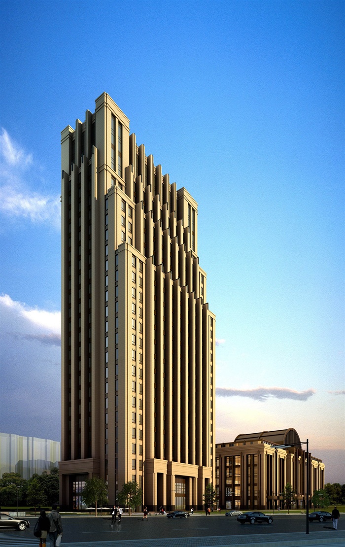某高层新古典办公楼,酒店建筑方案设计(cad,su,效果图