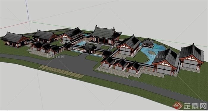 古典中式古建筑群设计su模型[原创]