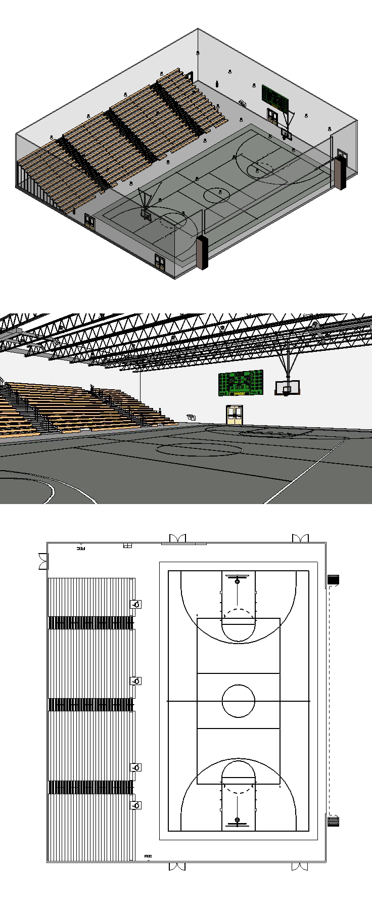 学校体育馆（篮球、排球）-BIM案例模型