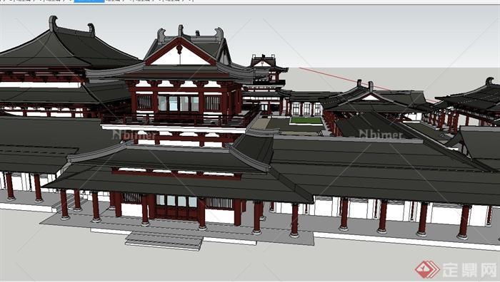 古建寺庙建筑设计su模型[原创]