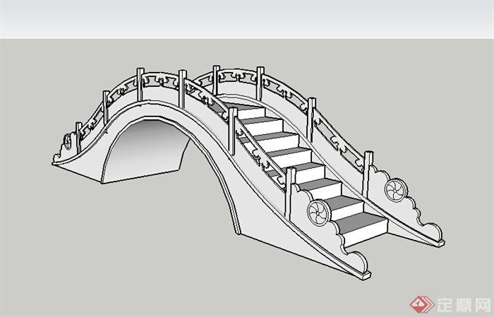某圆形中式拱桥设计su模型