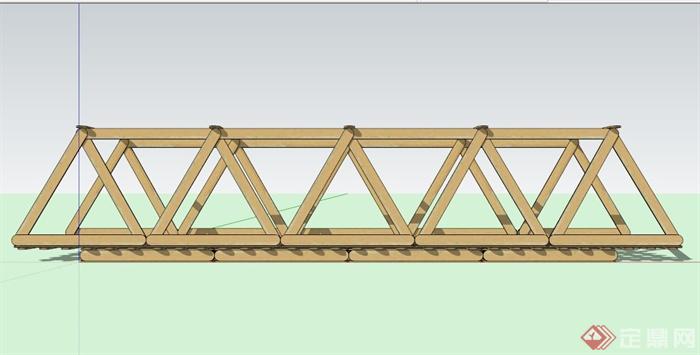 现代木条拼接景观桥设计su模型[原创]