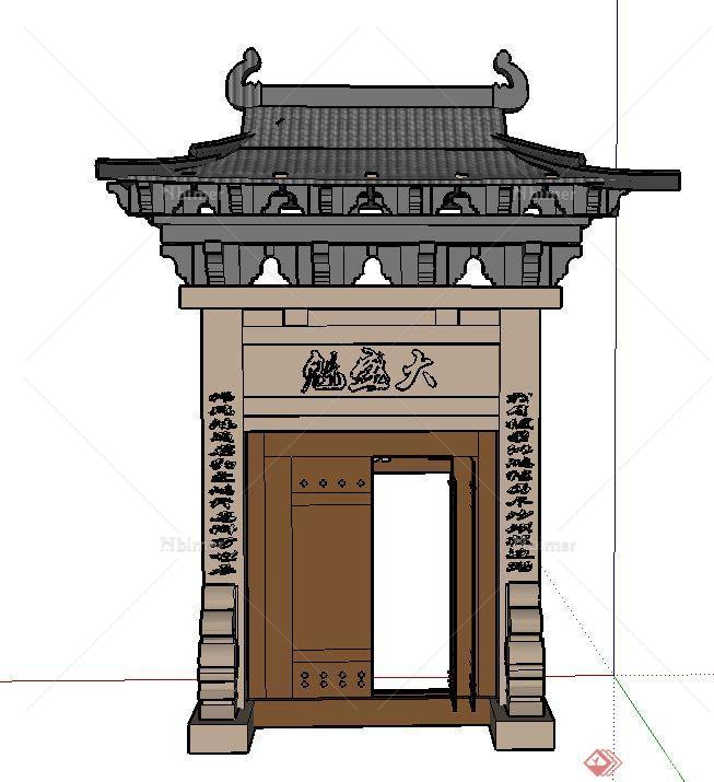 古典中式住宅大门设计su模型