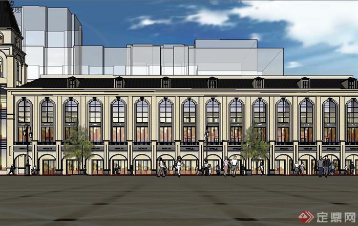 欧式沿街商业街建筑方案su精致设计模型[原创]
