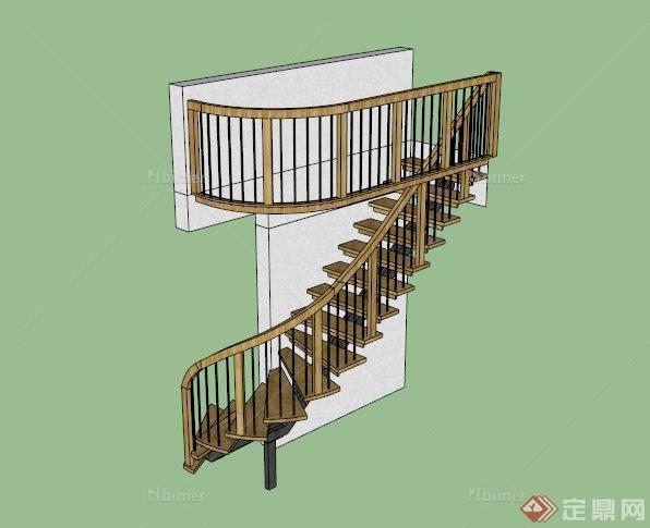 外墙防腐木楼梯su模型
