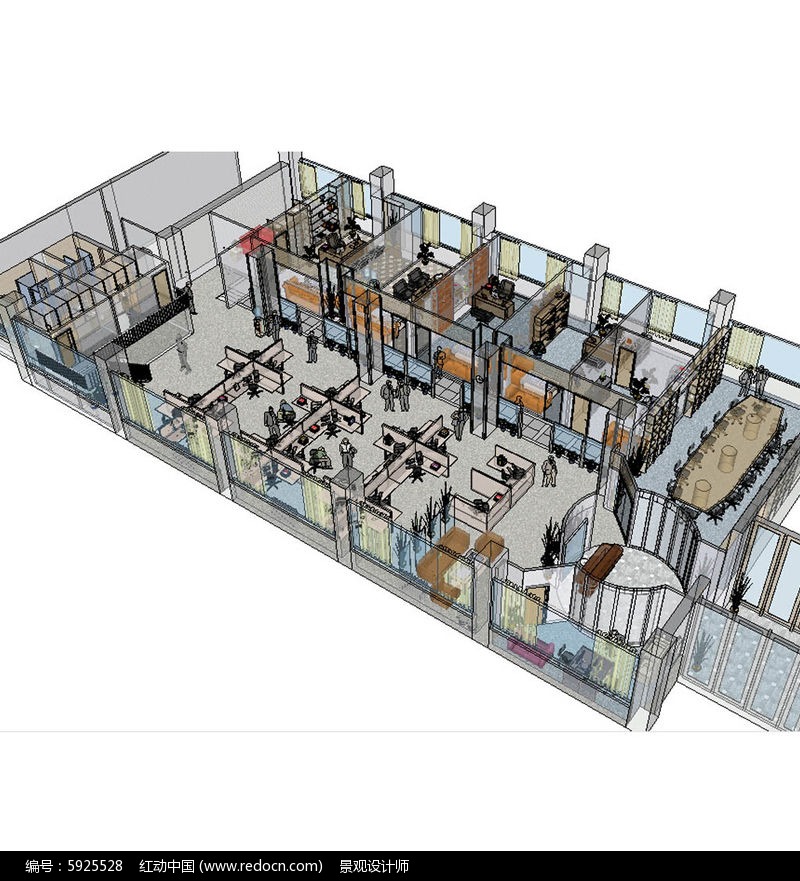 办公空间草图大师su模型