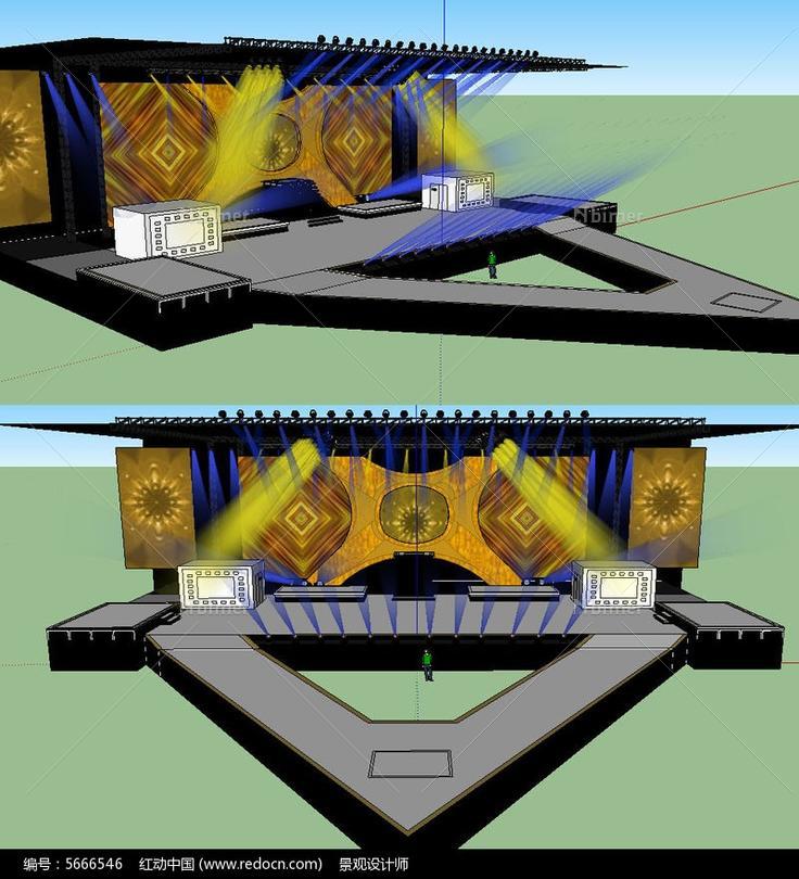 舞台舞美背景设计su草图大师skp模型