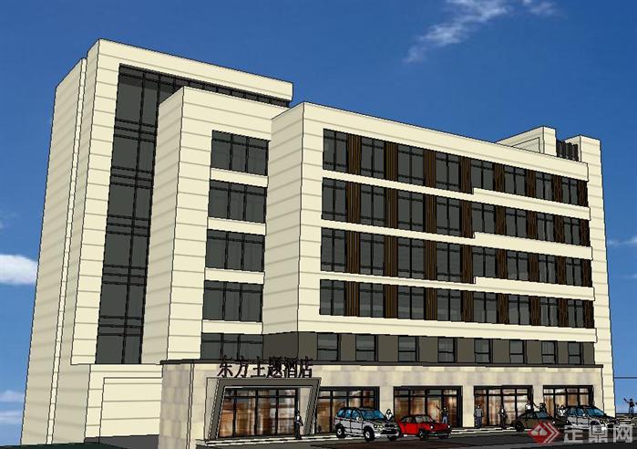 一个现代风格主题酒店立面方案sketchup(su)3d模