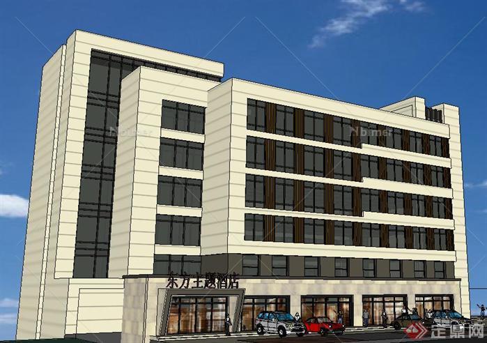 一个现代风格主题酒店立面方案sketchup(su)3d模