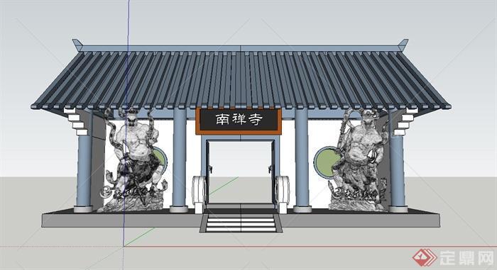 古典中式寺庙大门设计su模型