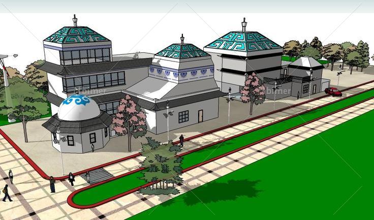 蒙古建筑风格小康农村居住建筑模型(102624)su模型下载