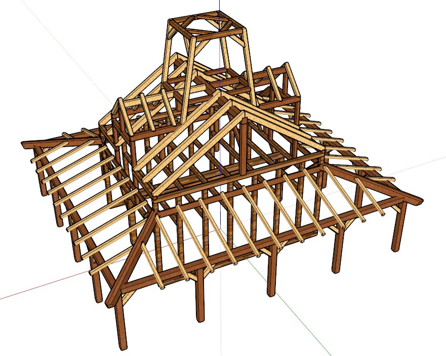 建筑木结构框架 - sketchup模型库 - 毕马汇 nbimer