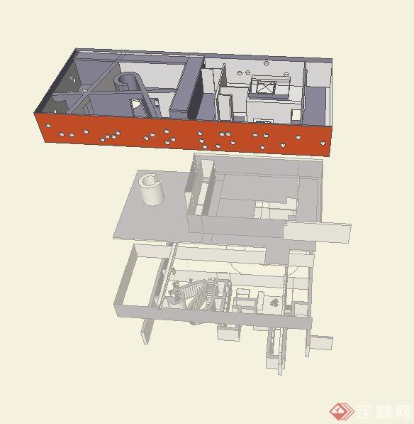 某波尔多住宅室内布局设计su模型