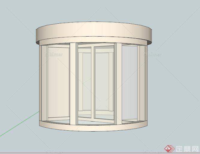 某现代酒店旋转门su模型