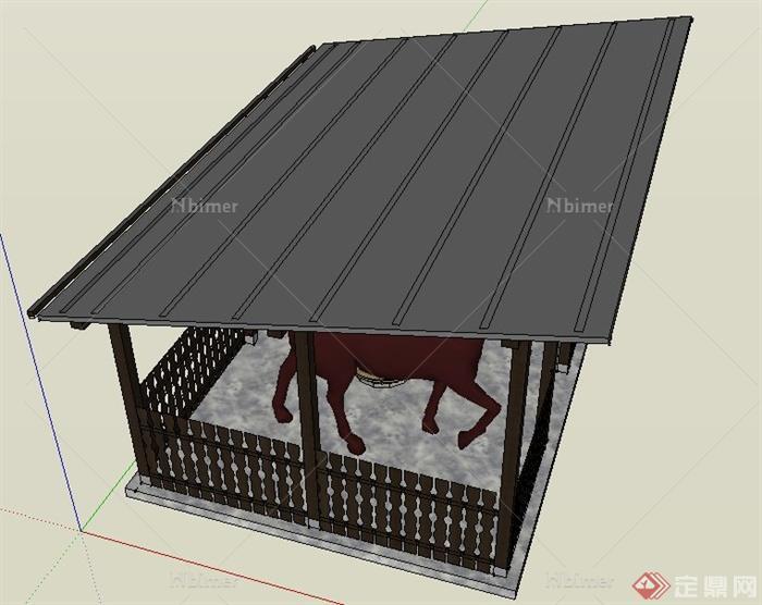 某木制民房马厩设计su模型