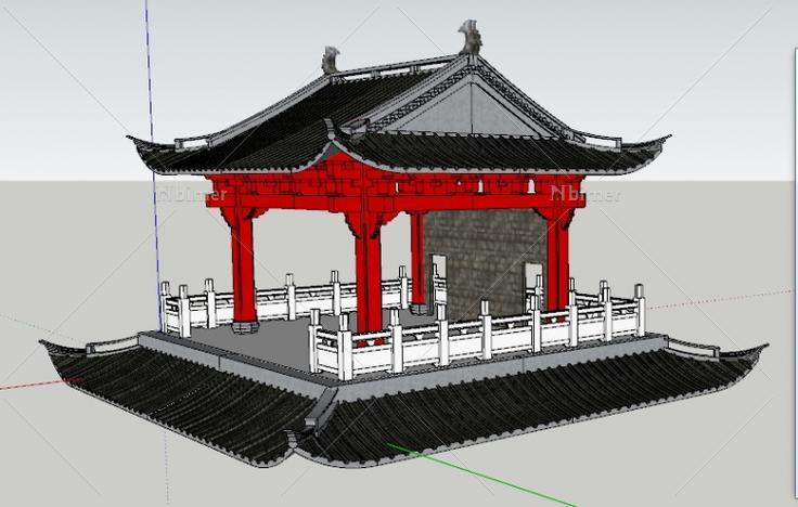 古建戏台修改版 免费 - sketchup模型库 - 毕马汇 nb