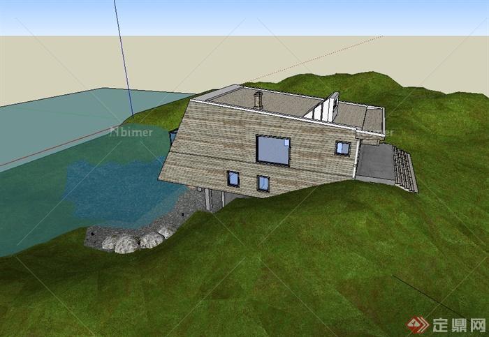 现代风格山地别墅住宅楼设计su模型原创