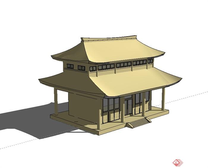 某古典中式风格两层民居建筑su模型[原创]