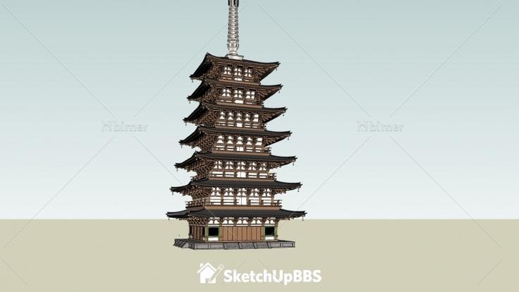 七层精细木结构塔sketchup模型提供下分享 最近