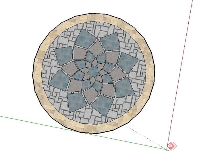 园林景观节点圆形铺装设计su模型