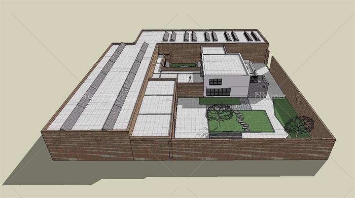 某现代风格艺术家工作室建筑设计su模型[原创]