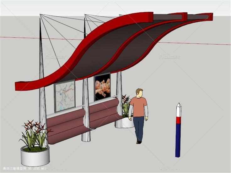 公交站台5su模型