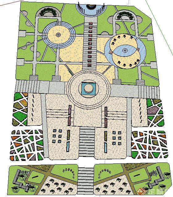 某大型中心广场景观规划设计su模型[原创]