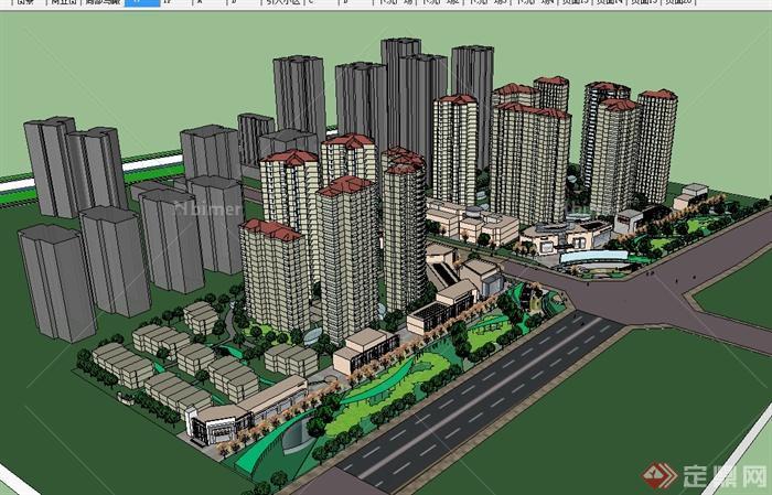 某欧式风格沿街商业住宅建筑楼设计su模型[原创]