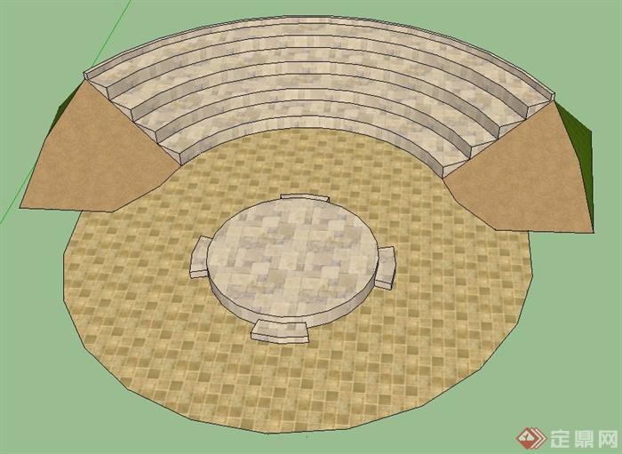 某弧形台阶景观设计su模型