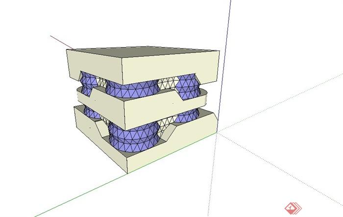 某两层异形建筑设计su模型