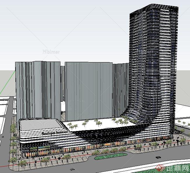 现代风格高层办公商业中心建筑设计su模型