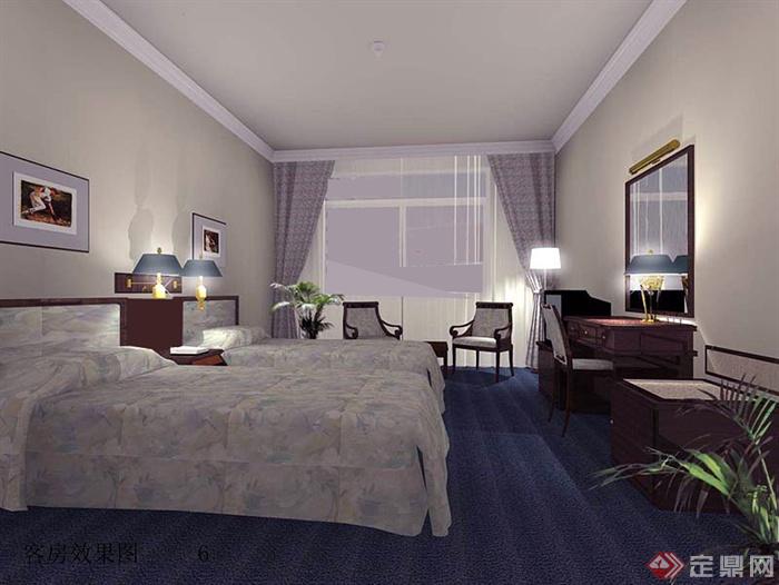 小型宾馆酒店室内设计方案(含cad,su,效果图)