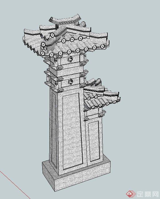 某古建汉阙建筑设计su模型