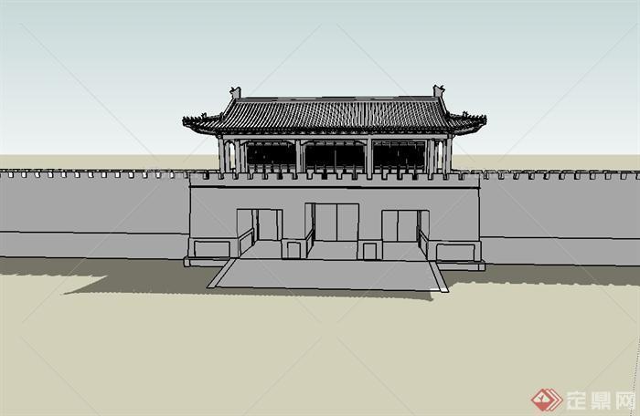 某古典中式风格城门设计su模型[原创]